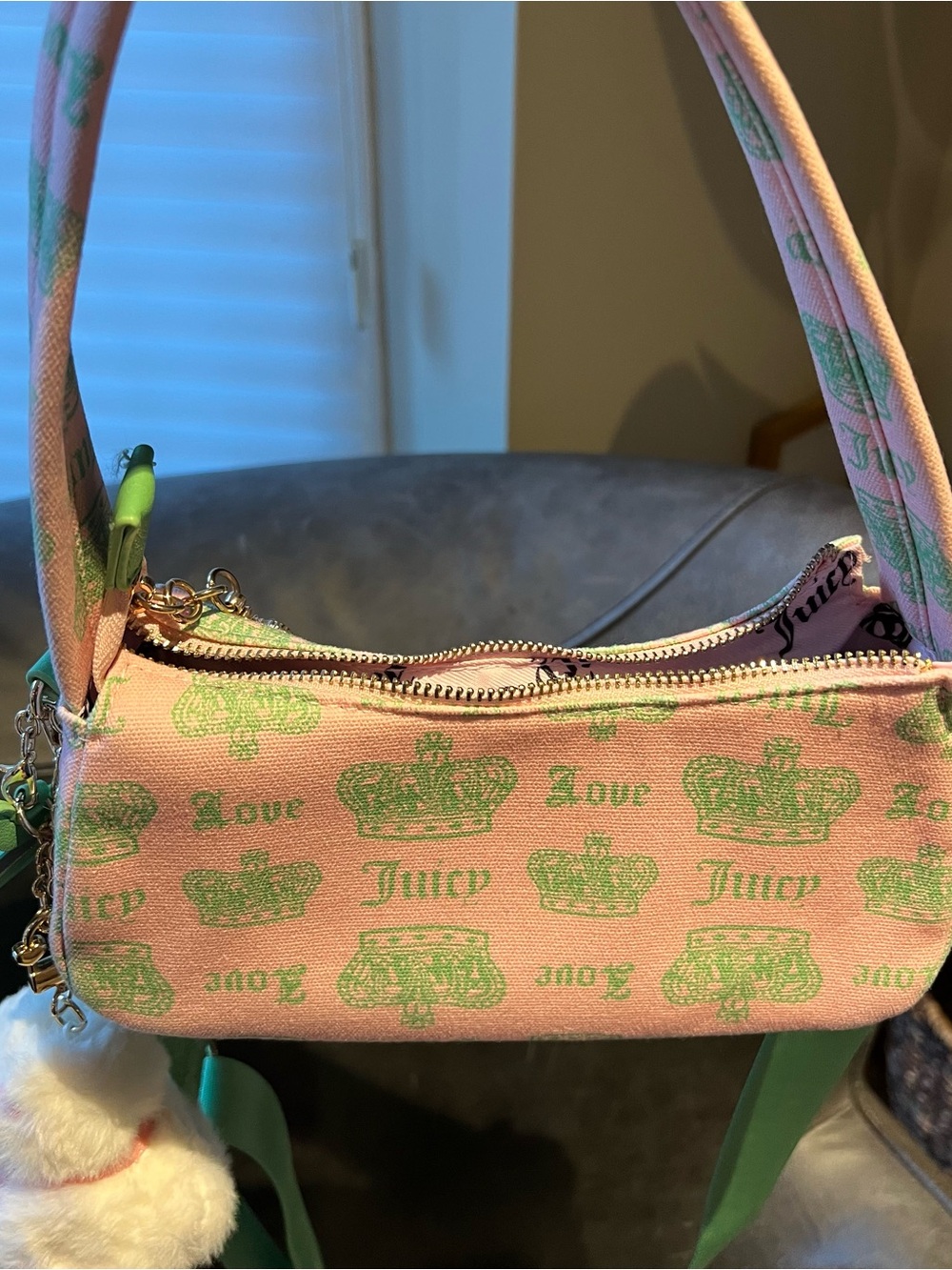 Juicy Couture Small Logo Bag with Plushy  & Mirror Charms, LIKE NEW!